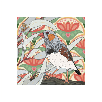 Zebra Finch & Gum Art Print