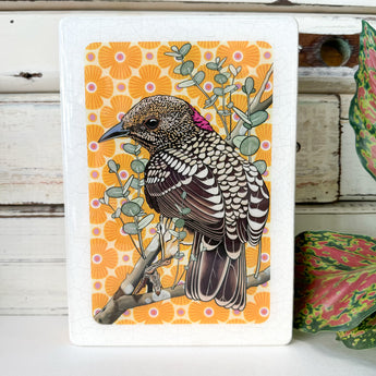 Medi Woodblock - Western Bowerbird