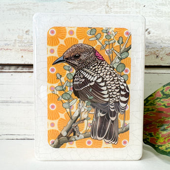 Mini Woodblock - Western Bowerbird